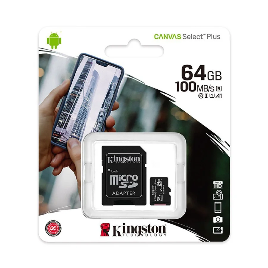 Micro Sd 64gb Kingston Class10 Canvas 100mb/s Cod: 34